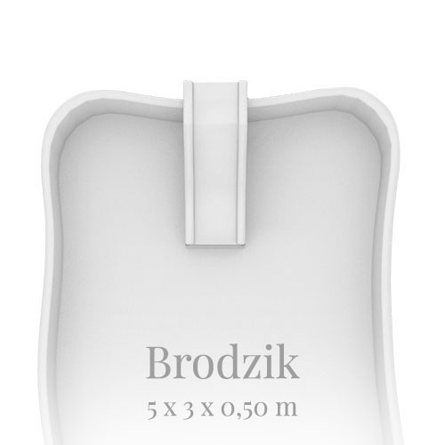 Graues, rechteckiges Objekt mit abgerundeten Ecken und einem vertikalen Streifen oben.